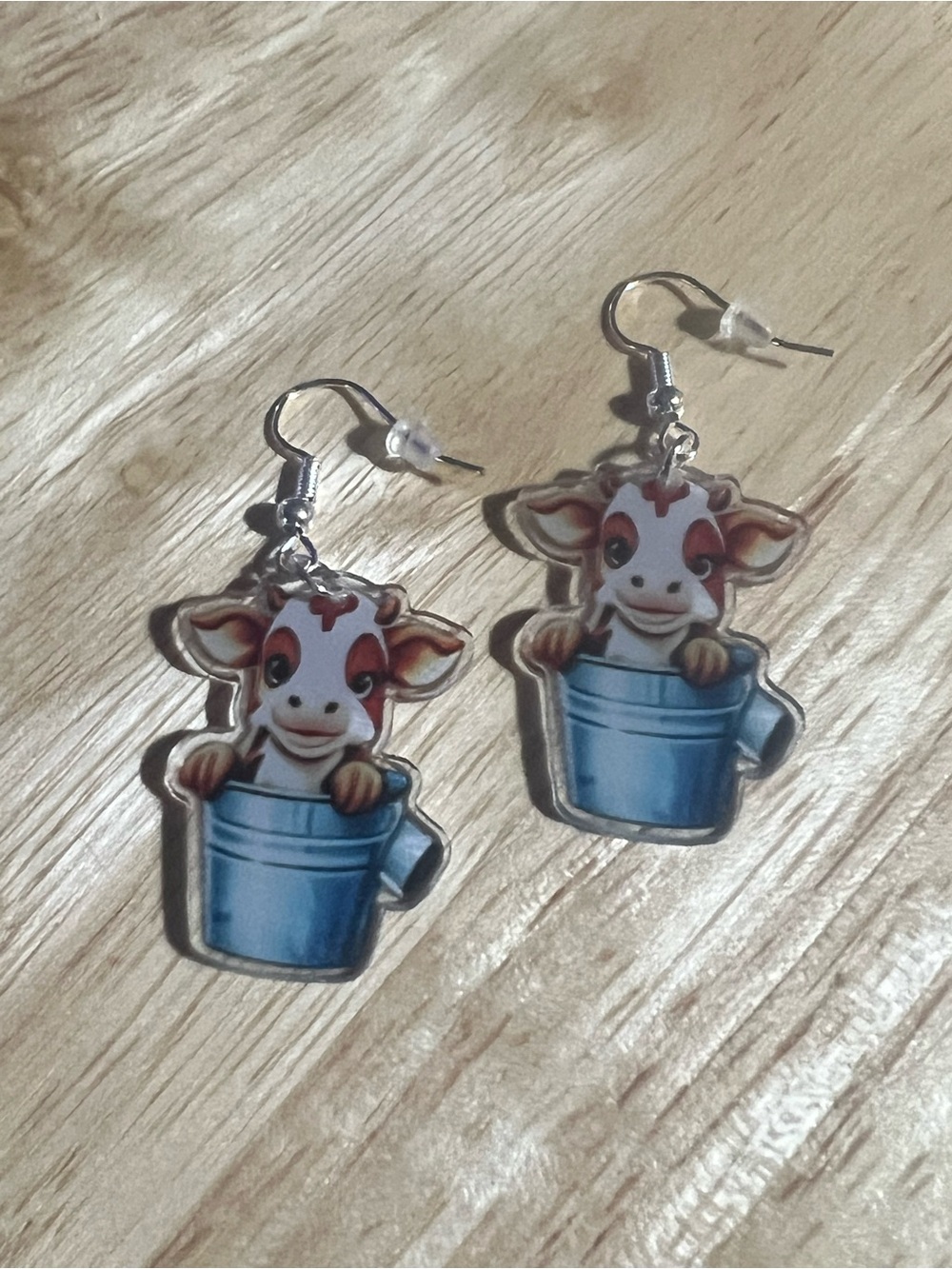 Cute Cow in Bucket Earrings E200